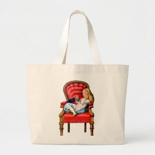 ALICE AND HER CAT, DINAH LARGE TOTE BAG