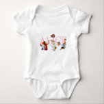 ALICE AND HER FRIENDS IN WONDERLAND BABY BODYSUIT<br><div class="desc">Alice and the White Rabbit,   the Queen of Hearts,  the Mad Hatter,  the Cheshire Cat,  the Caterpillar and more friends from Wonderland. Great fun!</div>