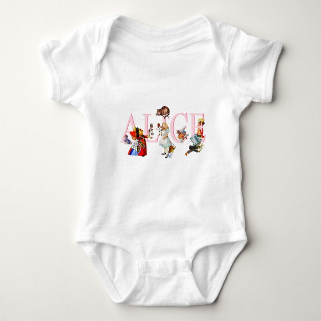 ALICE AND HER FRIENDS IN WONDERLAND BABY BODYSUIT (Front)