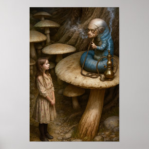 Alice And Hookah Smoking Caterpillar Poster