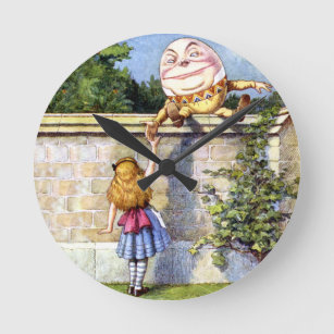 Alice and Humpty Dumpty in Wonderland Round Clock
