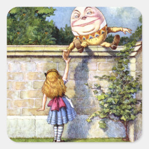 Alice and Humpty Dumpty in Wonderland Square Sticker
