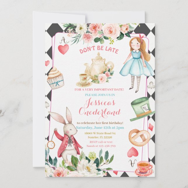  Alice and Rabbit Tea Party  Invitation (Front)