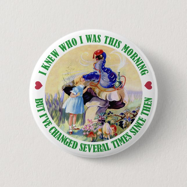 ALICE AND THE CATERPILLAR 6 CM ROUND BADGE (Front)