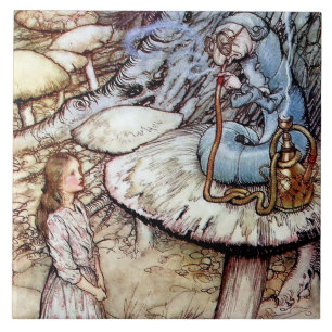 “Alice and the Caterpillar” by Arthur Rackham Ceramic Tile