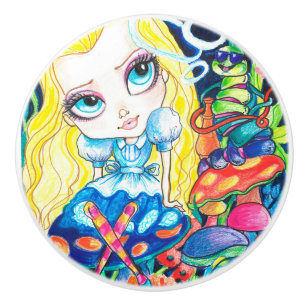 Alice and The Caterpillar Ceramic Knob