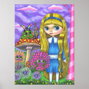 Alice and the Caterpillar Cute Doll Mushroom Poster