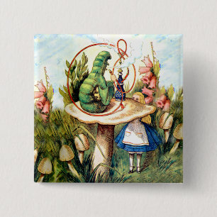 Alice and the Caterpillar in Wonderland 15 Cm Square Badge