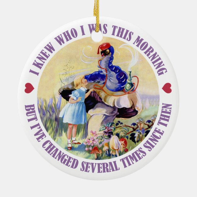 Alice and the Caterpillar in Wonderland Ceramic Ornament (Back)
