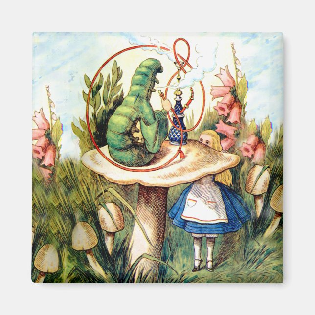 Alice and the Caterpillar in Wonderland Magnet (Front)