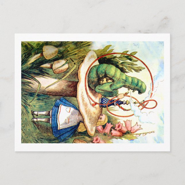 Alice and the Caterpillar in Wonderland Postcard (Front)