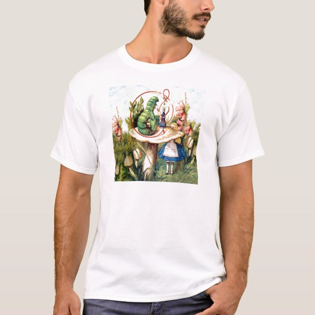 Alice and the Caterpillar in Wonderland T-Shirt (Front)