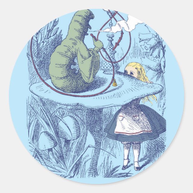 Alice and the Caterpillar Round Sticker (Front)