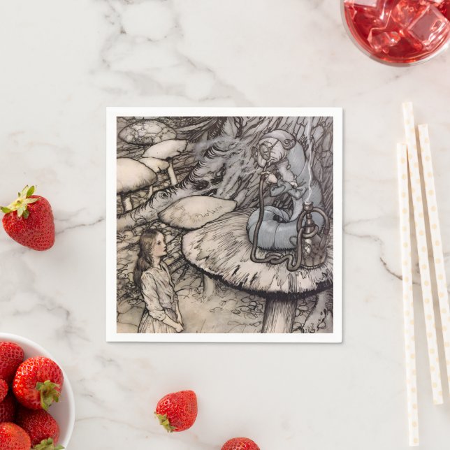 Alice and the Caterpillar Wonderland Party Rackham Napkin (Insitu)