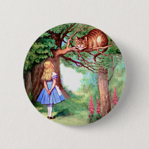 ALICE AND THE CHESHIRE CAT 6 CM ROUND BADGE