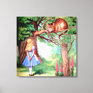 Alice and the Cheshire Cat in Wonderland Canvas Print