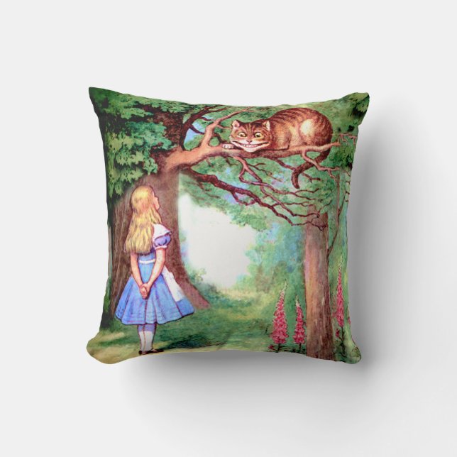 Alice and the Cheshire Cat in Wonderland Cushion (Front)