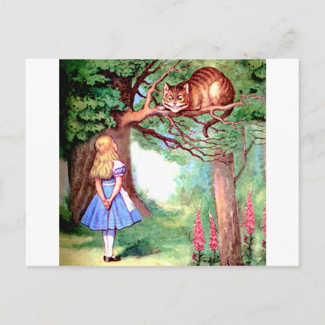 Alice and the Cheshire Cat in Wonderland Postcard (Front)