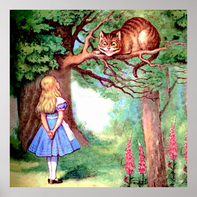 Alice and the Cheshire Cat in Wonderland Poster (Front)