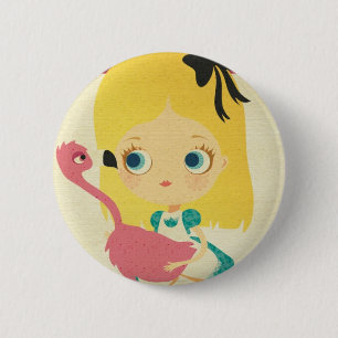 Alice and the Flamingo Pin button