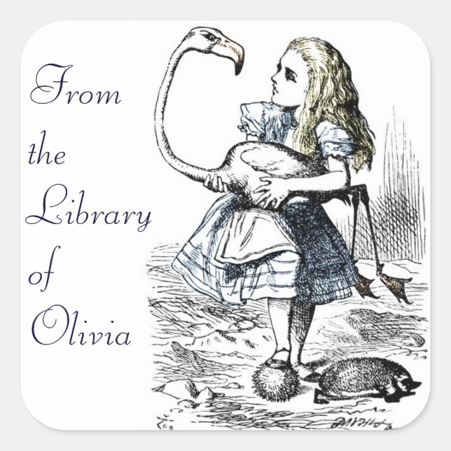 Alice and the Flamingo Square Sticker (Front)
