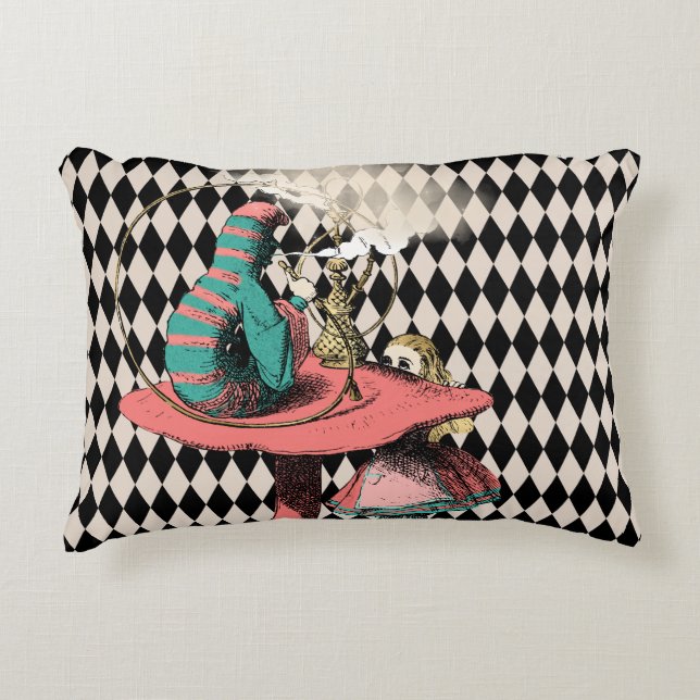 Alice and the Hookah Smoking Caterpillar Decorative Cushion (Front)