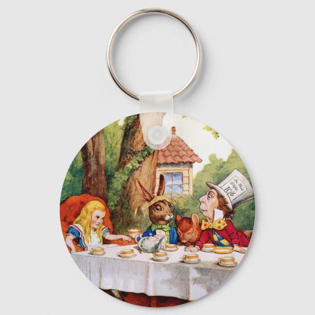 Alice and the Mad Hatter's Tea Party in Wonderland Key Ring (Front)