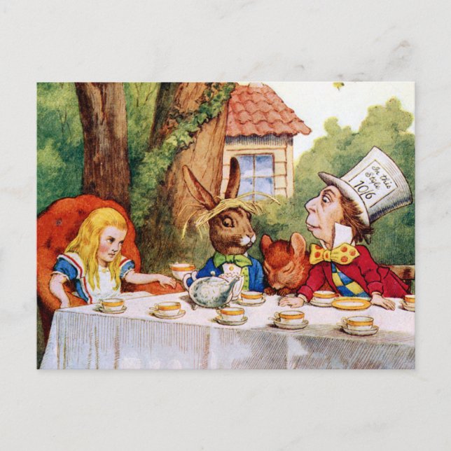 Alice and the Mad Hatter's Tea Party in Wonderland Postcard (Front)