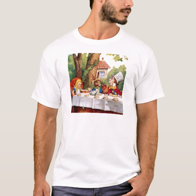 Alice and the Mad Hatter's Tea Party in Wonderland T-Shirt (Front)