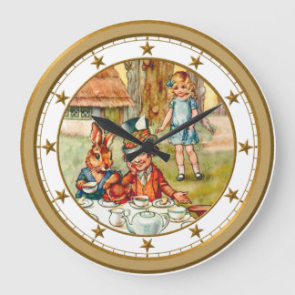Alice and The Mad Hatter's Tea Party Large Clock