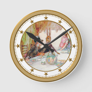 Alice and The Mad Hatter's Tea Party Round Clock