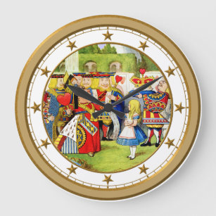 Alice and the Queen of Hearts In Wonderland Large Clock