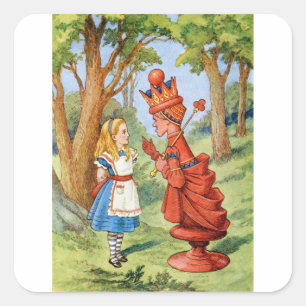 Alice and the Red Queen in Wonderland Square Sticker
