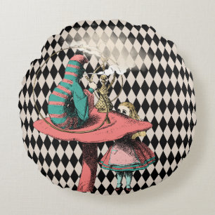 Alice and the Smoking Caterpillar Round Cushion
