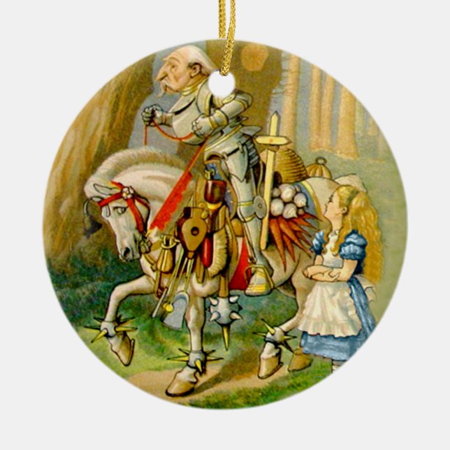 Alice and The White Knight in Wonderland Ceramic Ornament (Front)