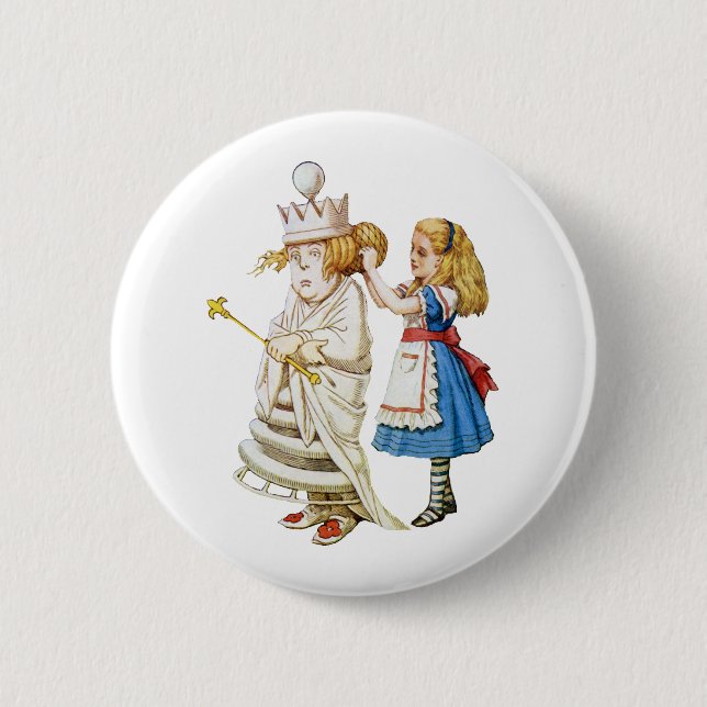 ALICE AND THE WHITE QUEEN 6 CM ROUND BADGE (Front)