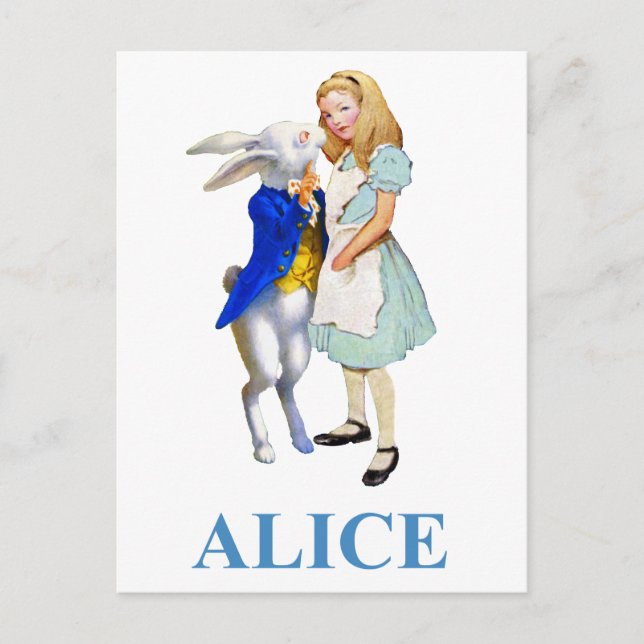Alice and The White Rabbit in Wonderland Postcard (Front)