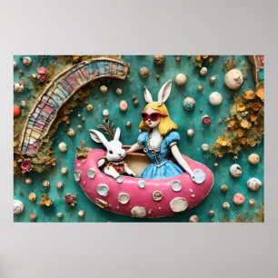 Alice and the White Rabbit on a Float Trip Poster