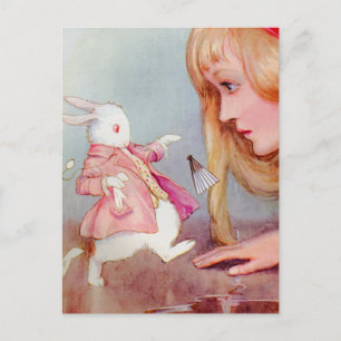 ALICE AND THE WHITE RABBIT POSTCARD