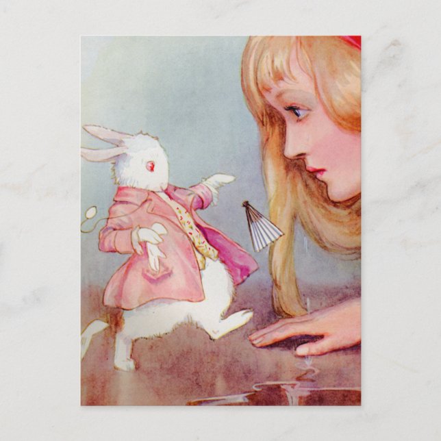 ALICE AND THE WHITE RABBIT POSTCARD (Front)