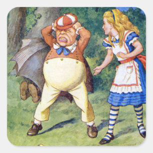 Alice and Tweedledee in Wonderland Square Sticker