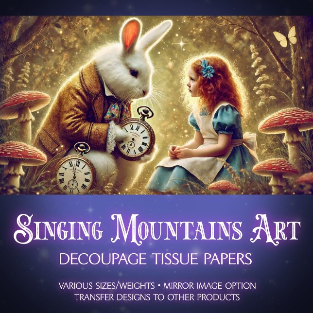 Alice and White Rabbit Clock Collection Decoupage Tissue Paper (Creator Uploaded)