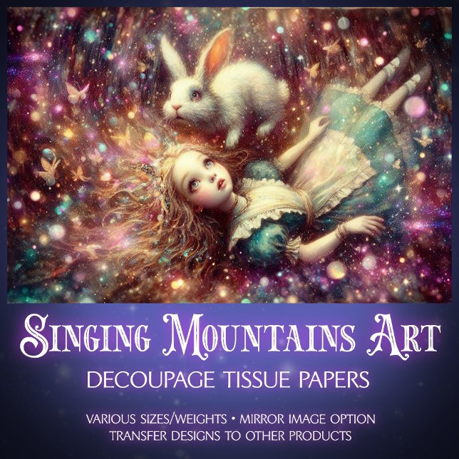 Alice and White Rabbit Dreamy Descent Decoupage Tissue Paper (Creator Uploaded)