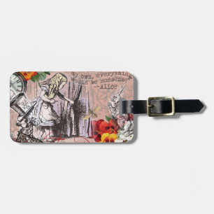 alice art adventures illustration wonderland luggage tag