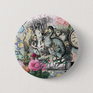 Alice Artwork Wonderland Dodo Vintage 6 Cm Round Badge