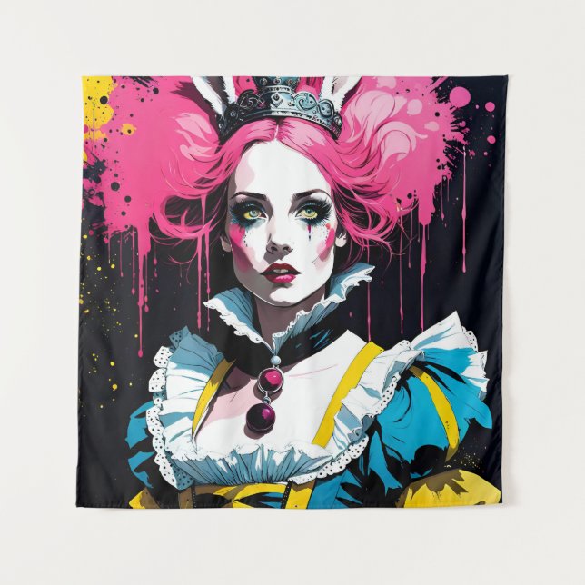 Alice as the Rabbit With Pink Hair Tapestry (Front)