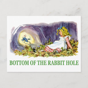 Alice at the bottom of the rabbit hole. postcard