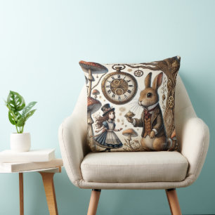 alice aventures in wonderland white rabbit cushion