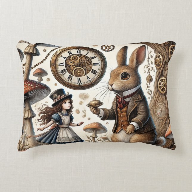 alice aventures in wonderland white rabbit decorative cushion (Front)