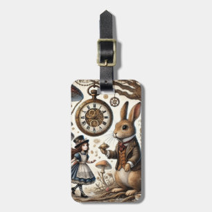 alice aventures in wonderland white rabbit luggage tag